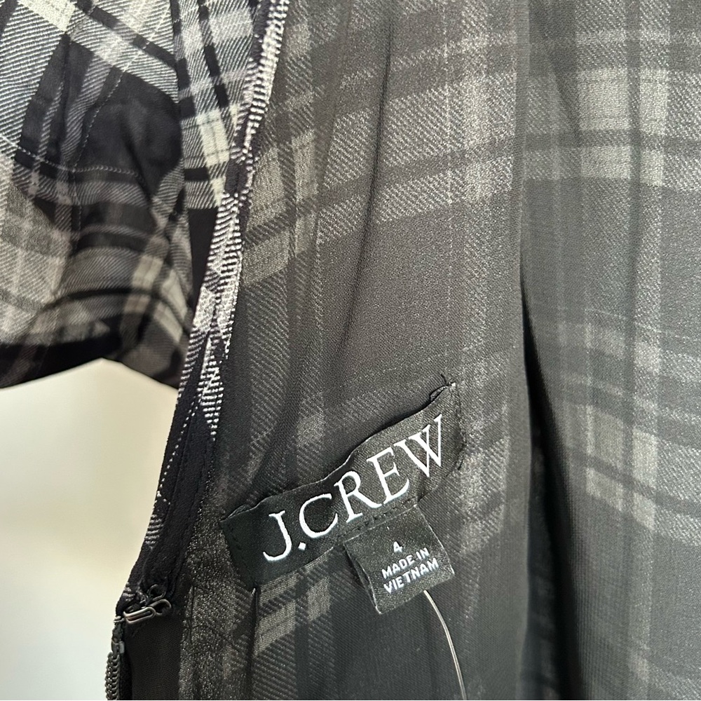 NWT J. Crew Chiffon Maxi Dress in Berkshire Plaid Womens 4 Black White - Picture 8 of 8